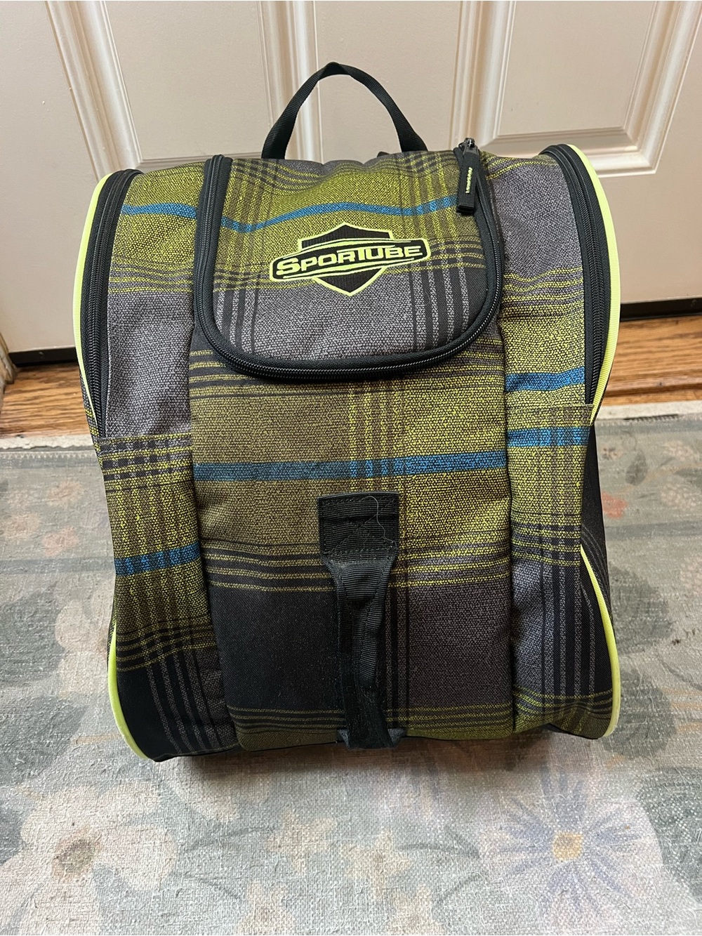 Youth Yellow Plaid Ski Boot Bag